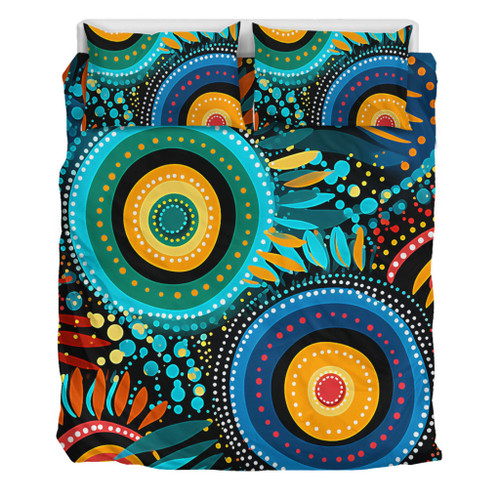 Australia Aboriginal Bedding Set - Traditional Australian Aboriginal Native Design (Black) Ver 4 Bedding Set Australia Aboriginal Bedding Set - Traditional Australian Aboriginal Native Design (Black) Ver 4 Bedding Set