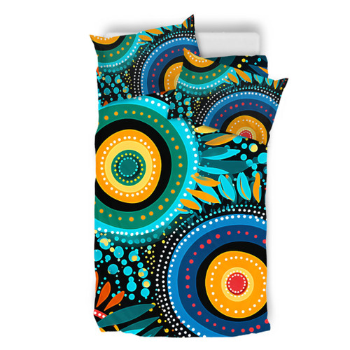 Australia Aboriginal Bedding Set - Traditional Australian Aboriginal Native Design (Black) Ver 4 Bedding Set Australia Aboriginal Bedding Set - Traditional Australian Aboriginal Native Design (Black) Ver 4 Bedding Set