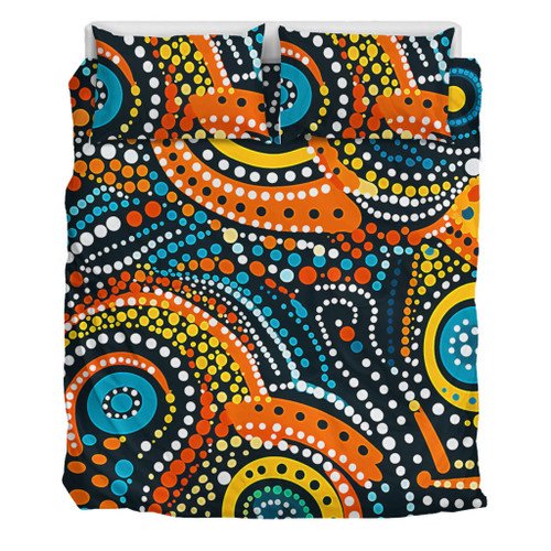 Australia Aboriginal Bedding Set - Traditional Australian Aboriginal Native Design (Black) Ver 5 Bedding Set Australia Aboriginal Bedding Set - Traditional Australian Aboriginal Native Design (Black) Ver 5 Bedding Set