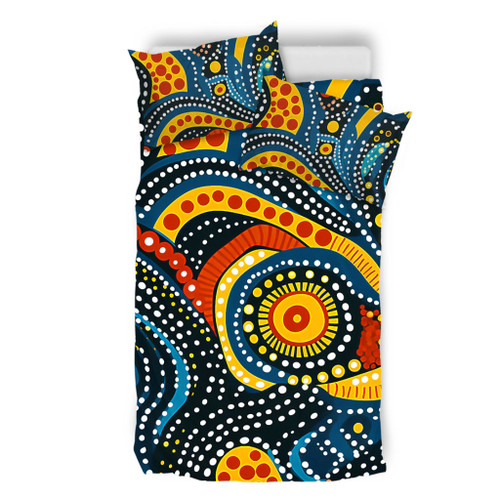Australia Aboriginal Bedding Set - Traditional Australian Aboriginal Native Design (Black) Ver 6 Bedding Set Australia Aboriginal Bedding Set - Traditional Australian Aboriginal Native Design (Black) Ver 6 Bedding Set