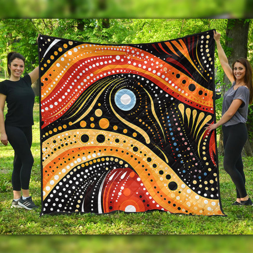Australia Aboriginal Quilt - Traditional Australian Aboriginal Native Design (Black) Ver 1 Quilt Australia Aboriginal Quilt - Traditional Australian Aboriginal Native Design (Black) Ver 1 Quilt