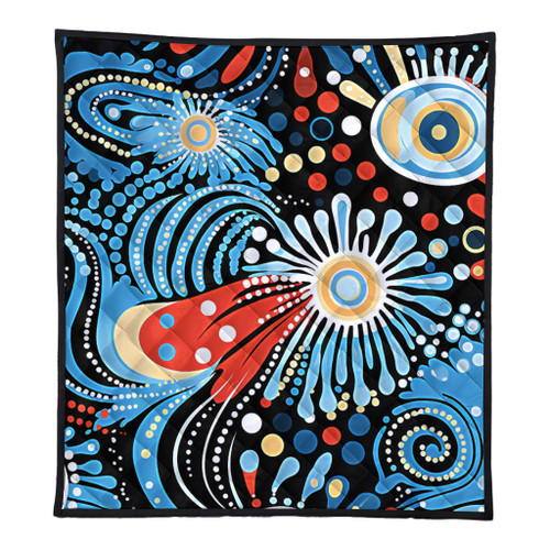 Australia Aboriginal Quilt - Traditional Australian Aboriginal Native Design (Black) Ver 3 Quilt Australia Aboriginal Quilt - Traditional Australian Aboriginal Native Design (Black) Ver 3 Quilt