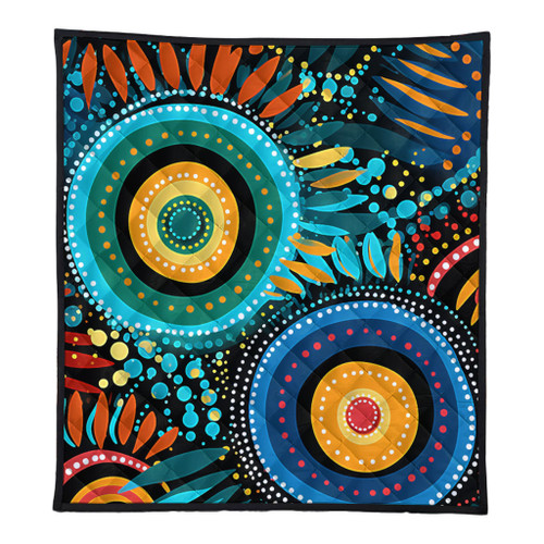 Australia Aboriginal Quilt - Traditional Australian Aboriginal Native Design (Black) Ver 4 Quilt Australia Aboriginal Quilt - Traditional Australian Aboriginal Native Design (Black) Ver 4 Quilt
