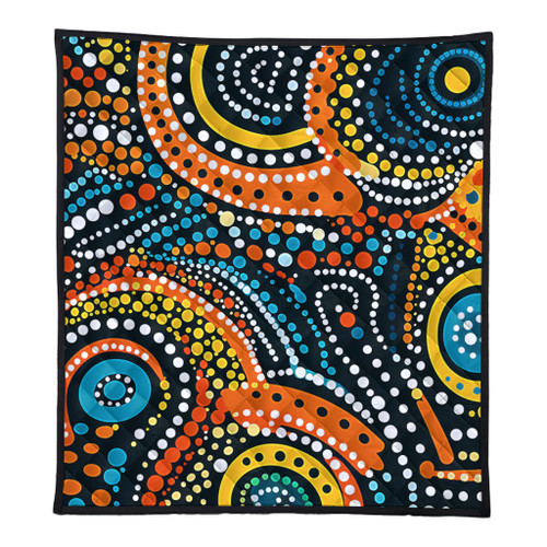 Australia Aboriginal Quilt - Traditional Australian Aboriginal Native Design (Black) Ver 5 Quilt Australia Aboriginal Quilt - Traditional Australian Aboriginal Native Design (Black) Ver 5 Quilt