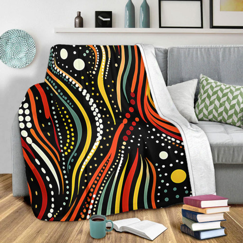 Australia Aboriginal Blanket - Traditional Australian Aboriginal Native Design (Black) Blanket Australia Aboriginal Blanket - Traditional Australian Aboriginal Native Design (Black) Blanket