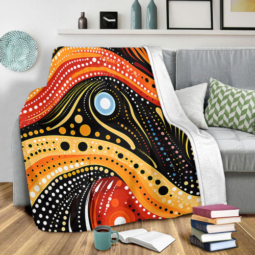 Australia Aboriginal Blanket - Traditional Australian Aboriginal Native Design (Black) Ver 1 Blanket Australia Aboriginal Blanket - Traditional Australian Aboriginal Native Design (Black) Ver 1 Blanket