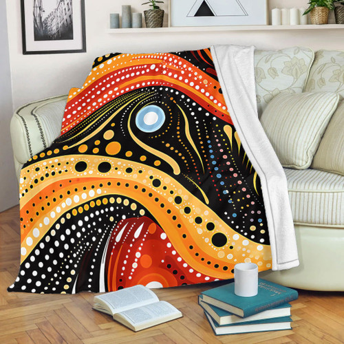 Australia Aboriginal Blanket - Traditional Australian Aboriginal Native Design (Black) Ver 1 Blanket Australia Aboriginal Blanket - Traditional Australian Aboriginal Native Design (Black) Ver 1 Blanket