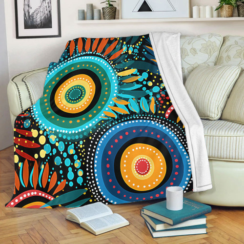 Australia Aboriginal Blanket - Traditional Australian Aboriginal Native Design (Black) Ver 4 Blanket Australia Aboriginal Blanket - Traditional Australian Aboriginal Native Design (Black) Ver 4 Blanket