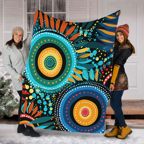 Australia Aboriginal Blanket - Traditional Australian Aboriginal Native Design (Black) Ver 4 Blanket Australia Aboriginal Blanket - Traditional Australian Aboriginal Native Design (Black) Ver 4 Blanket