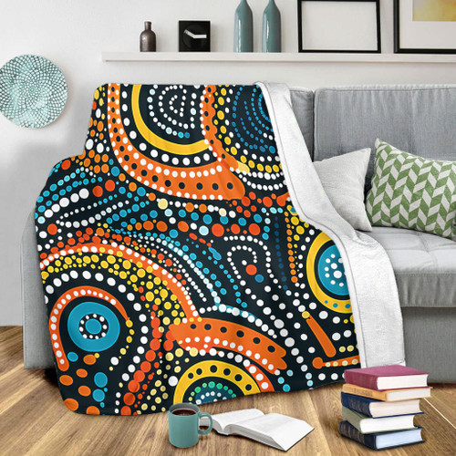 Australia Aboriginal Blanket - Traditional Australian Aboriginal Native Design (Black) Ver 5 Blanket Australia Aboriginal Blanket - Traditional Australian Aboriginal Native Design (Black) Ver 5 Blanket