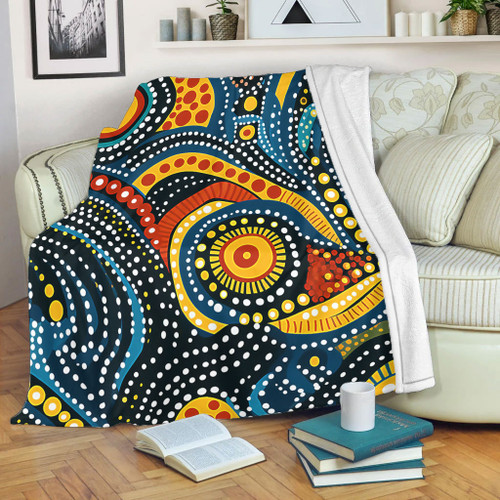 Australia Aboriginal Blanket - Traditional Australian Aboriginal Native Design (Black) Ver 6 Blanket Australia Aboriginal Blanket - Traditional Australian Aboriginal Native Design (Black) Ver 6 Blanket