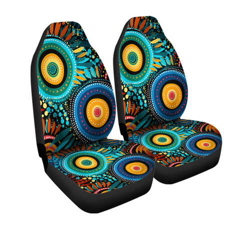 Australia Aboriginal Car Seat Cover - Traditional Australian Aboriginal Native Design (Black) Ver 4 Car Seat Cover