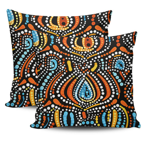Australia Aboriginal Pillow Cases - Traditional Australian Aboriginal Native Design (Black) Ver 2 Pillow Cases
