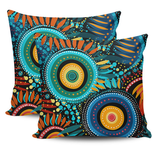 Australia Aboriginal Pillow Cases - Traditional Australian Aboriginal Native Design (Black) Ver 4 Pillow Cases