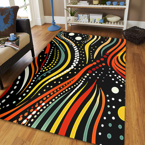 Australia Aboriginal Area Rug - Traditional Australian Aboriginal Native Design (Black) Area Rug Australia Aboriginal Area Rug - Traditional Australian Aboriginal Native Design (Black) Area Rug