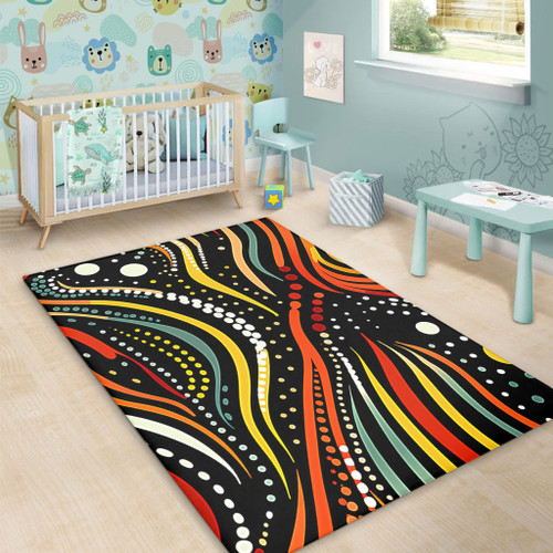 Australia Aboriginal Area Rug - Traditional Australian Aboriginal Native Design (Black) Area Rug Australia Aboriginal Area Rug - Traditional Australian Aboriginal Native Design (Black) Area Rug