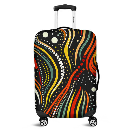Australia Aboriginal Luggage Cover - Traditional Australian Aboriginal Native Design (Black) Luggage Cover Australia Aboriginal Luggage Cover - Traditional Australian Aboriginal Native Design (Black) Luggage Cover