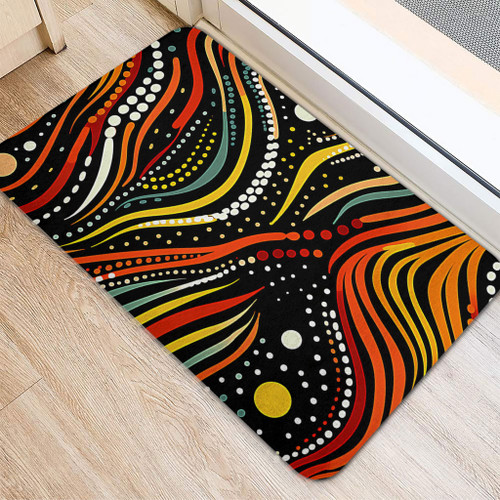 Australia Aboriginal Doormat - Traditional Australian Aboriginal Native Design (Black) Doormat Australia Aboriginal Doormat - Traditional Australian Aboriginal Native Design (Black) Doormat