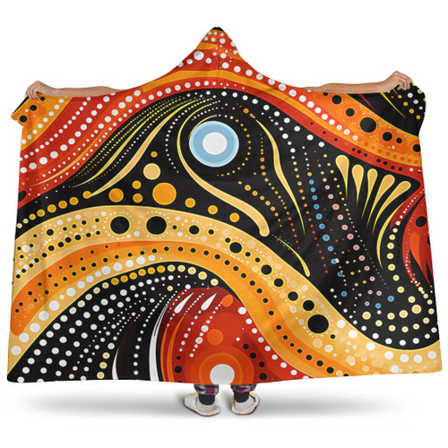 Australia Aboriginal Hooded Blanket - Traditional Australian Aboriginal Native Design (Black) Ver 1 Hooded Blanket Australia Aboriginal Hooded Blanket - Traditional Australian Aboriginal Native Design (Black) Ver 1 Hooded Blanket