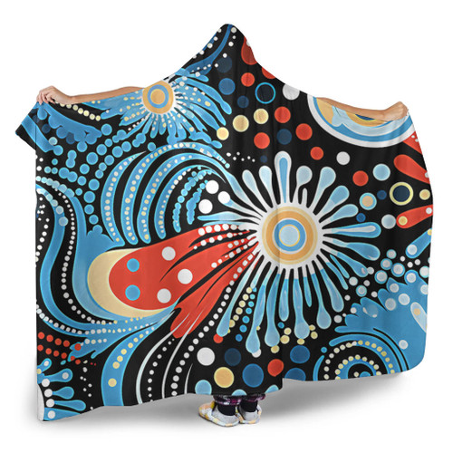 Australia Aboriginal Hooded Blanket - Traditional Australian Aboriginal Native Design (Black) Ver 3 Hooded Blanket Australia Aboriginal Hooded Blanket - Traditional Australian Aboriginal Native Design (Black) Ver 3 Hooded Blanket