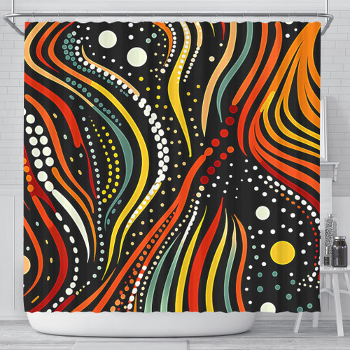 Australia Aboriginal Shower Curtain - Traditional Australian Aboriginal Native Design (Black) Shower Curtain Australia Aboriginal Shower Curtain - Traditional Australian Aboriginal Native Design (Black) Shower Curtain