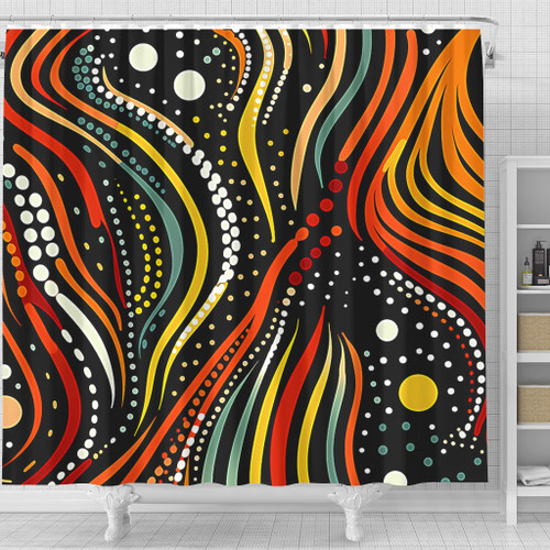 Australia Aboriginal Shower Curtain - Traditional Australian Aboriginal Native Design (Black) Shower Curtain Australia Aboriginal Shower Curtain - Traditional Australian Aboriginal Native Design (Black) Shower Curtain