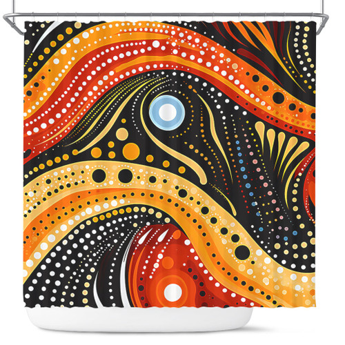 Australia Aboriginal Shower Curtain - Traditional Australian Aboriginal Native Design (Black) Ver 1 Shower Curtain Australia Aboriginal Shower Curtain - Traditional Australian Aboriginal Native Design (Black) Ver 1 Shower Curtain