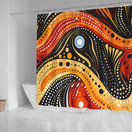 Australia Aboriginal Shower Curtain - Traditional Australian Aboriginal Native Design (Black) Ver 1 Shower Curtain Australia Aboriginal Shower Curtain - Traditional Australian Aboriginal Native Design (Black) Ver 1 Shower Curtain