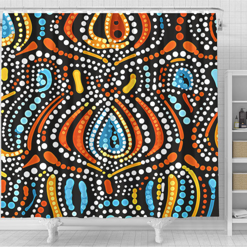 Australia Aboriginal Shower Curtain - Traditional Australian Aboriginal Native Design (Black) Ver 2 Shower Curtain Australia Aboriginal Shower Curtain - Traditional Australian Aboriginal Native Design (Black) Ver 2 Shower Curtain