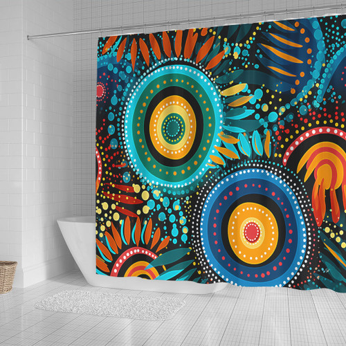 Australia Aboriginal Shower Curtain - Traditional Australian Aboriginal Native Design (Black) Ver 4 Shower Curtain Australia Aboriginal Shower Curtain - Traditional Australian Aboriginal Native Design (Black) Ver 4 Shower Curtain