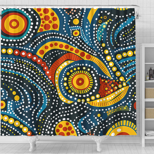 Australia Aboriginal Shower Curtain - Traditional Australian Aboriginal Native Design (Black) Ver 6 Shower Curtain Australia Aboriginal Shower Curtain - Traditional Australian Aboriginal Native Design (Black) Ver 6 Shower Curtain