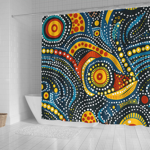 Australia Aboriginal Shower Curtain - Traditional Australian Aboriginal Native Design (Black) Ver 6 Shower Curtain Australia Aboriginal Shower Curtain - Traditional Australian Aboriginal Native Design (Black) Ver 6 Shower Curtain