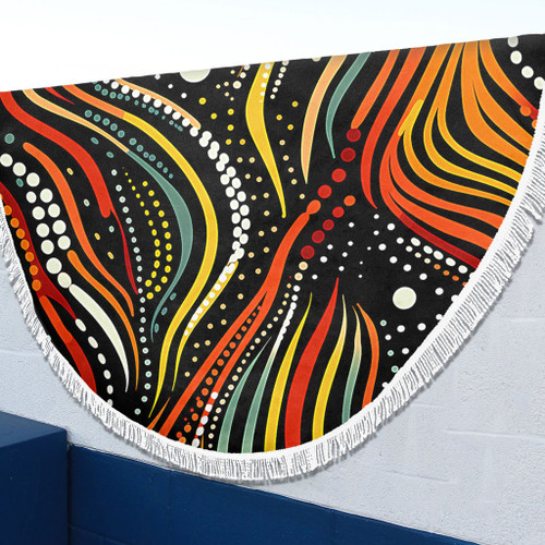 Australia Aboriginal Beach Blanket - Traditional Australian Aboriginal Native Design (Black) Beach Blanket Australia Aboriginal Beach Blanket - Traditional Australian Aboriginal Native Design (Black) Beach Blanket