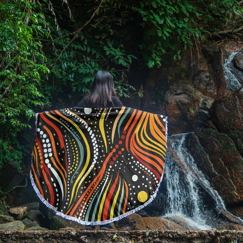 Australia Aboriginal Beach Blanket - Traditional Australian Aboriginal Native Design (Black) Beach Blanket Australia Aboriginal Beach Blanket - Traditional Australian Aboriginal Native Design (Black) Beach Blanket