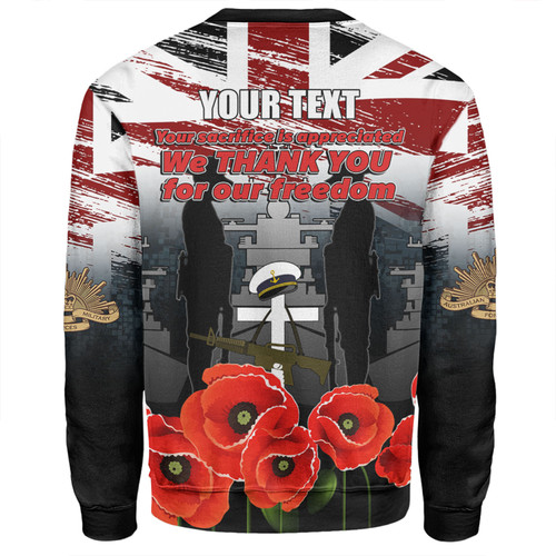 Australia Navy Force Anzac Day Custom Sweatshirt - We Thank You For Our Freedom Sweatshirt Australia Navy Force Anzac Day Custom Sweatshirt - We Thank You For Our Freedom Sweatshirt