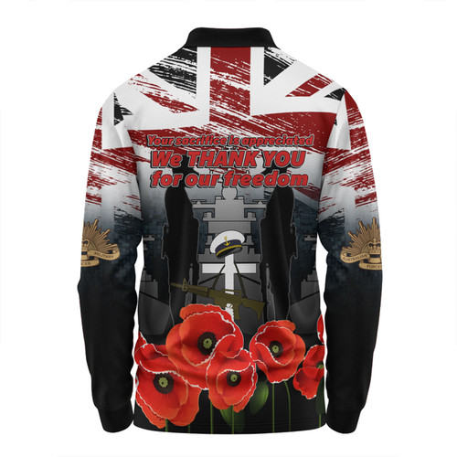 Australia Navy Force Anzac Day Custom Long Sleeve Polo Shirt - We Thank You For Our Freedom Long Sleeve Polo Shirt Australia Navy Force Anzac Day Custom Long Sleeve Polo Shirt - We Thank You For Our Freedom Long Sleeve Polo Shirt