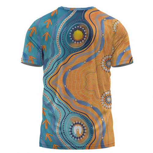 Australia Aboriginal T-shirt - Indigenous Beach Dot Painting Art T-shirt
