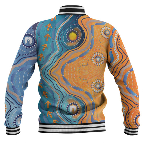 Australia Aboriginal Baseball Jacket - Indigenous Beach Dot Painting Art Baseball Jacket Australia Aboriginal Baseball Jacket - Indigenous Beach Dot Painting Art Baseball Jacket