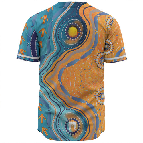 Australia Aboriginal Baseball Shirt - Indigenous Beach Dot Painting Art Baseball Shirt Australia Aboriginal Baseball Shirt - Indigenous Beach Dot Painting Art Baseball Shirt