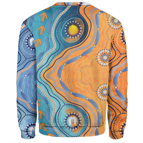 Australia Aboriginal Sweatshirt - Indigenous Beach Dot Painting Art Sweatshirt