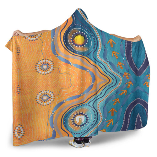 Australia Aboriginal Hooded Blanket - Indigenous Beach Dot Painting Art Hooded Blanket Australia Aboriginal Hooded Blanket - Indigenous Beach Dot Painting Art Hooded Blanket