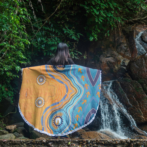 Australia Aboriginal Beach Blanket - Indigenous Beach Dot Painting Art Beach Blanket Australia Aboriginal Beach Blanket - Indigenous Beach Dot Painting Art Beach Blanket