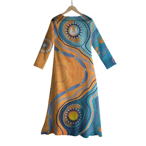 Australia Aboriginal Beach Dress - Indigenous Beach Dot Painting Art Dress Australia Aboriginal Beach Dress - Indigenous Beach Dot Painting Art Dress