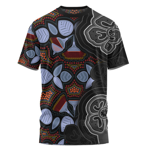 Australia Aboriginal T-shirt - Eucalyptus Seamless Pattern In Aboriginal Dot Art T-shirt