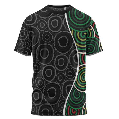 Australia Aboriginal T-shirt - Green Dot Art Circle Pattern From Aboriginal Art T-shirt