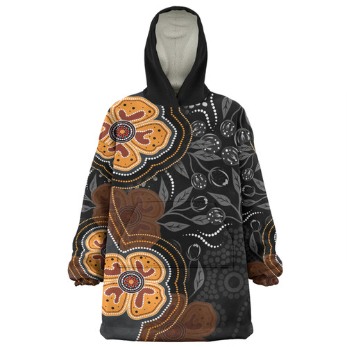 Australia Aboriginal Snug Hoodie - Aboriginal Dot Art With Bush Flowers Snug Hoodie