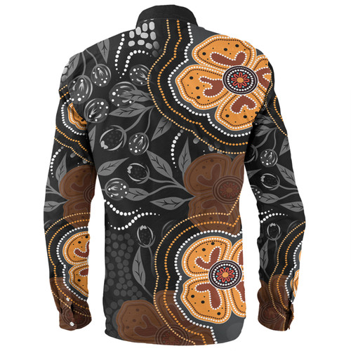 Australia Aboriginal Long Sleeve Shirt - Aboriginal Dot Art With Bush Flowers Long Sleeve Shirt Australia Aboriginal Long Sleeve Shirt - Aboriginal Dot Art With Bush Flowers Long Sleeve Shirt