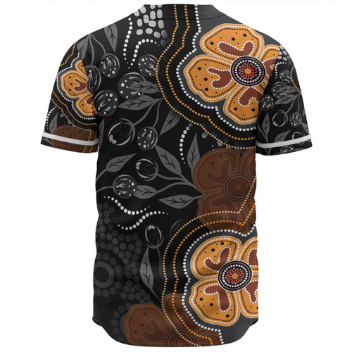 Australia Aboriginal Baseball Shirt - Aboriginal Dot Art With Bush Flowers Baseball Shirt Australia Aboriginal Baseball Shirt - Aboriginal Dot Art With Bush Flowers Baseball Shirt