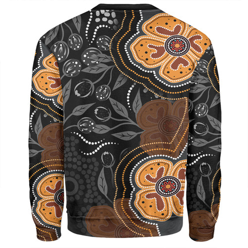 Australia Aboriginal Sweatshirt - Aboriginal Dot Art With Bush Flowers Sweatshirt Australia Aboriginal Sweatshirt - Aboriginal Dot Art With Bush Flowers Sweatshirt
