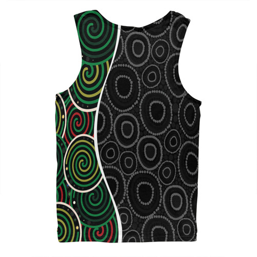 Australia Aboriginal Men Singlet - Green Dot Art Circle Pattern From Aboriginal Art Men Singlet
